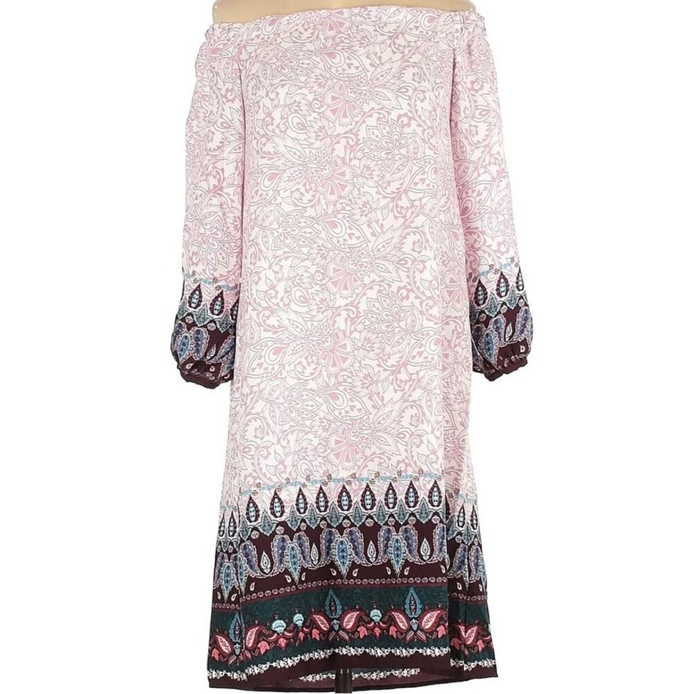 LOFT Vine Paisley Off The Shoulder Halter Dress Pink Multicolor Size Medium